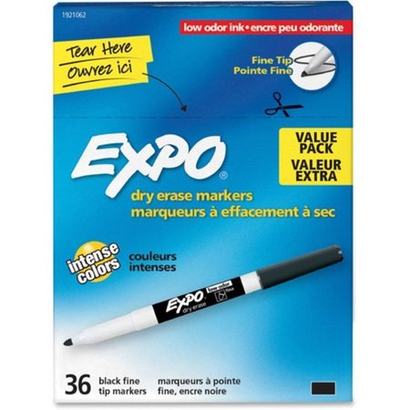 Expo Dry-erase Markers, Fine Point, Nontoxic, 36/PK, Black SAN1921062